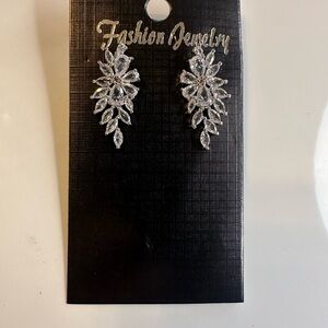 Sparkling Silver Crystal Drop Earrings